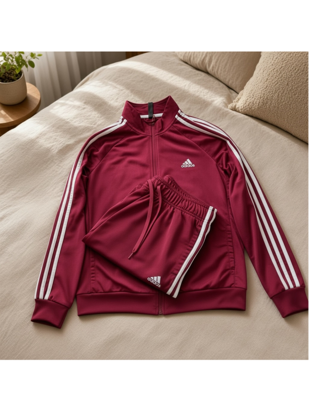 ICONIC ADIDAS PRIMEGREEN Magenta Pink Tracksuit Set Jacket & Joggers Stripes Siz